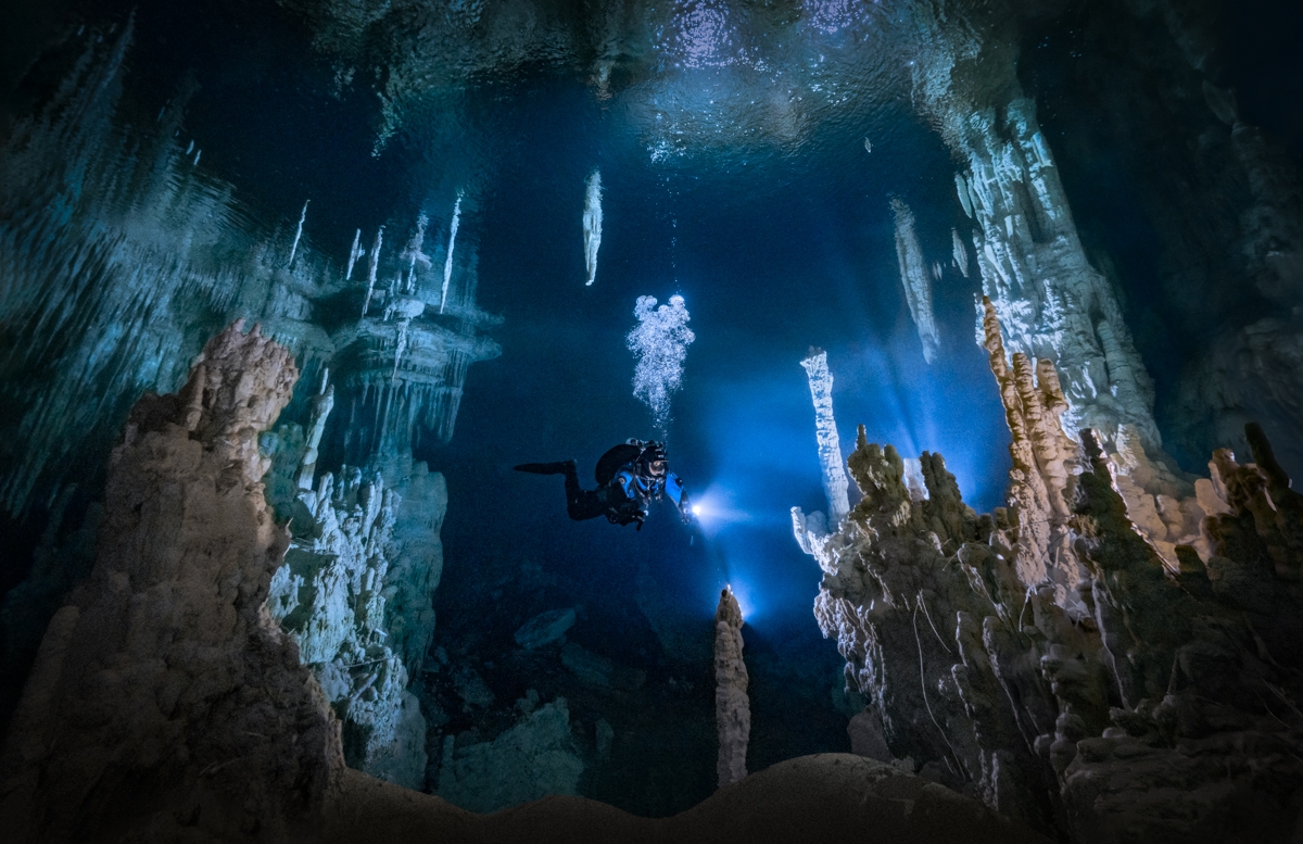 Landscape of flooded caves